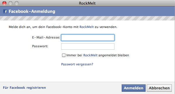 Rockmelt Facebook LogIn